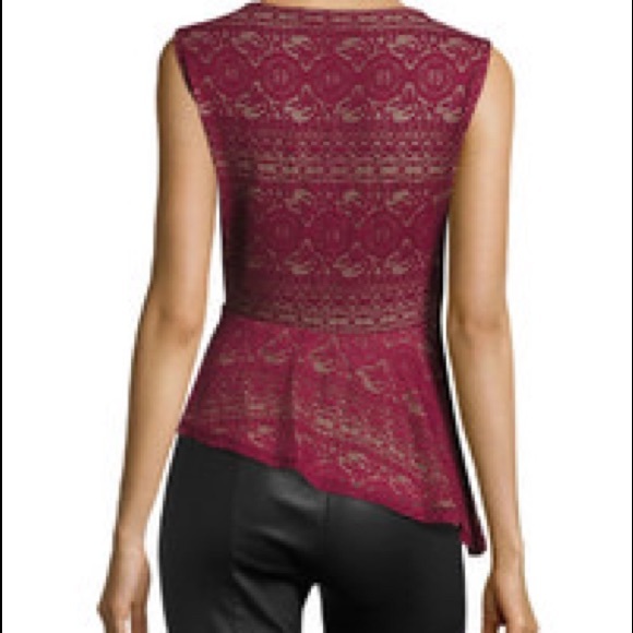BCBG MAX AZRIA Lace Asymmetrical Peplum Top - Picture 5 of 5